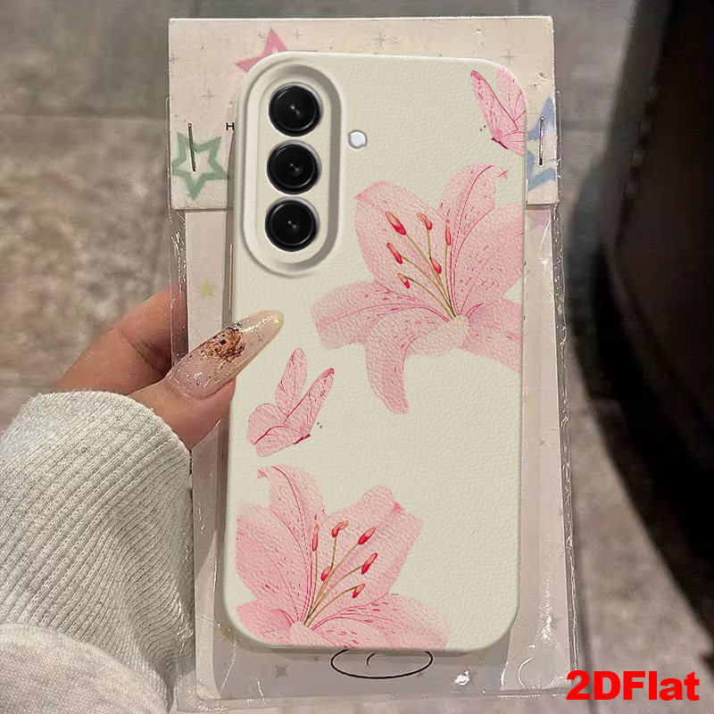 TEMU Phone Case: 2d Lily Phone Case, Suitable For Galaxy A02 06 07 16 24 25 26 53 54 55 57 70 71 72 73 M55 S21 22 23 24 25 S26 Fe . Stylish And