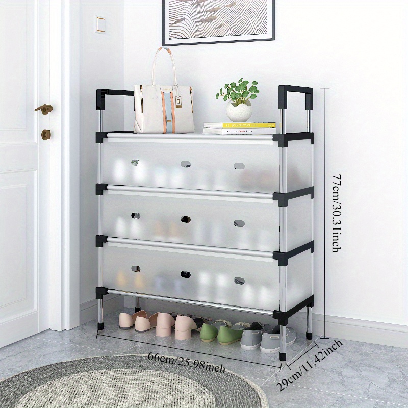 Multi-Tier Heavy-Duty Plastic Shoe Rack with Dustproof Doors Space-Saving  Vertical/Horizontal -Standing Shoe Cabinet, Heavy-Duty Shelves for