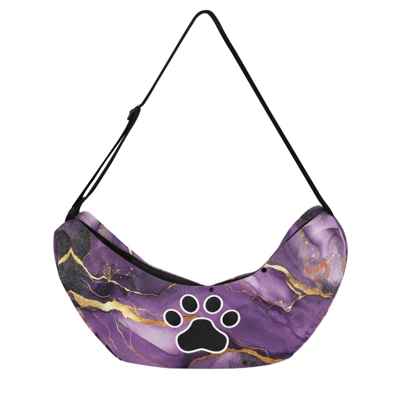 item picture 1pc hands free   sling bag with adjustable strap lightweight polyester   travel pouch snap button closure marble print design for small dogs cats puppies compatible with dogs and cats up to 5 kg