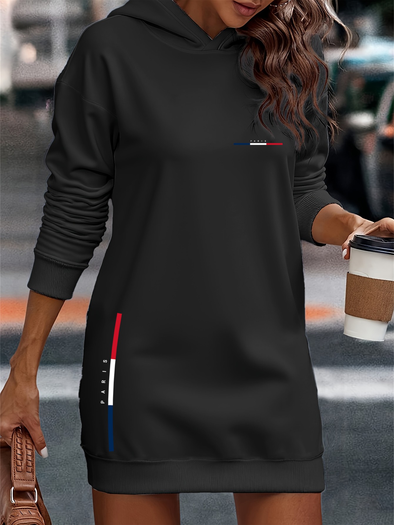 womens hooded sweatshirt dress in one sweater dress elastic - Temu