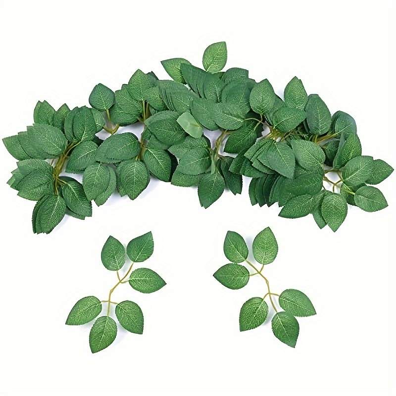 TEMU Bulk 120 Leaves Artificial Silk Greenery- Fake Rose Flower Leaves For Diy Wedding Bouquets, Centerpieces, Party Decorations, Wreath Garlands Supplies