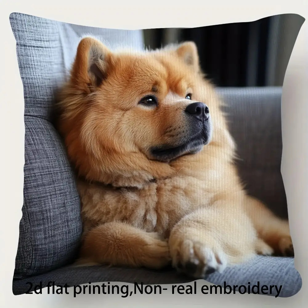 TEMU 2d Flat - A Cute Dog Pillowcase, Featuring A 2d Flat Print Without Patterns, With A Zipper For Machine Washing. It' For Living Rooms And