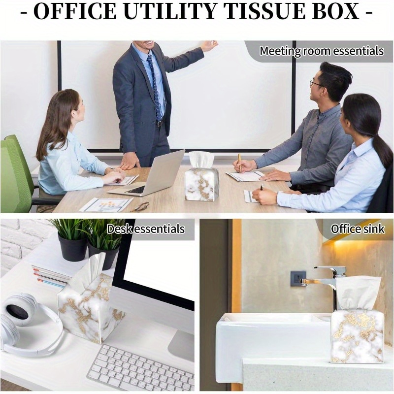   tissue box cover elegant white   like design pu leather holder with closure fits standard tissues decorative organizer for living room bathroom     decor gift bathroom accessory chic aesthetic   accessory interior designers Product details 6