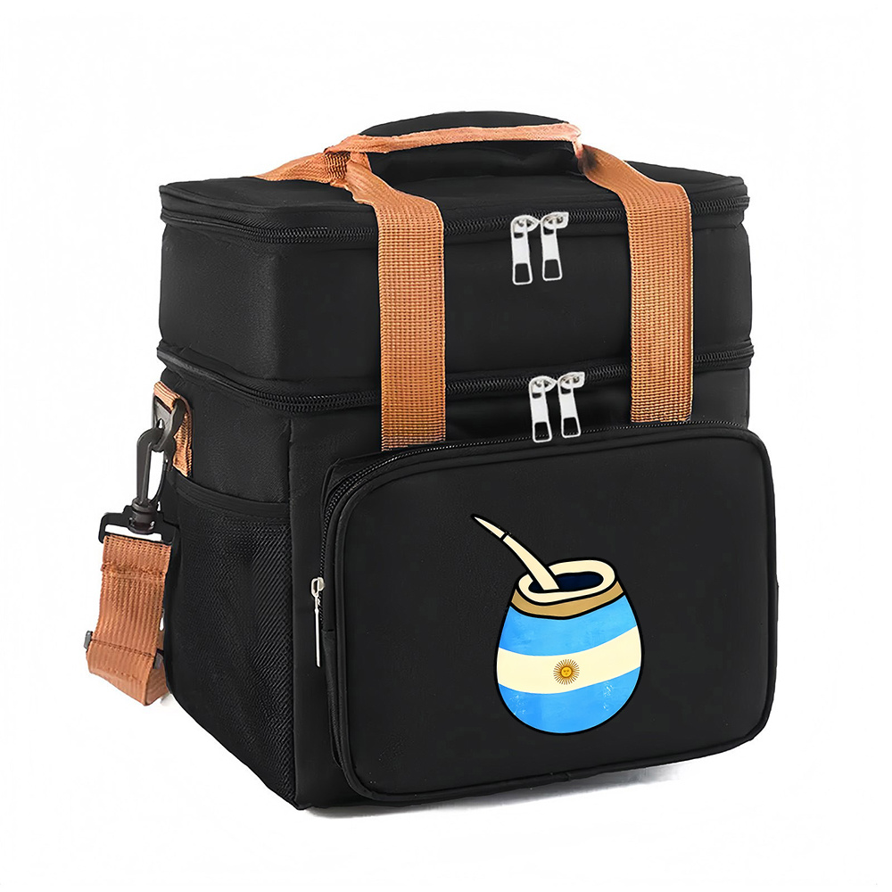 TEMU 1pc de Argentina Yerba Mate Bolsa de Almuerzo Aislada de Calabaza Reutilizable Tote de Almuerzo Térmico para Hombres Mujeres, Sin