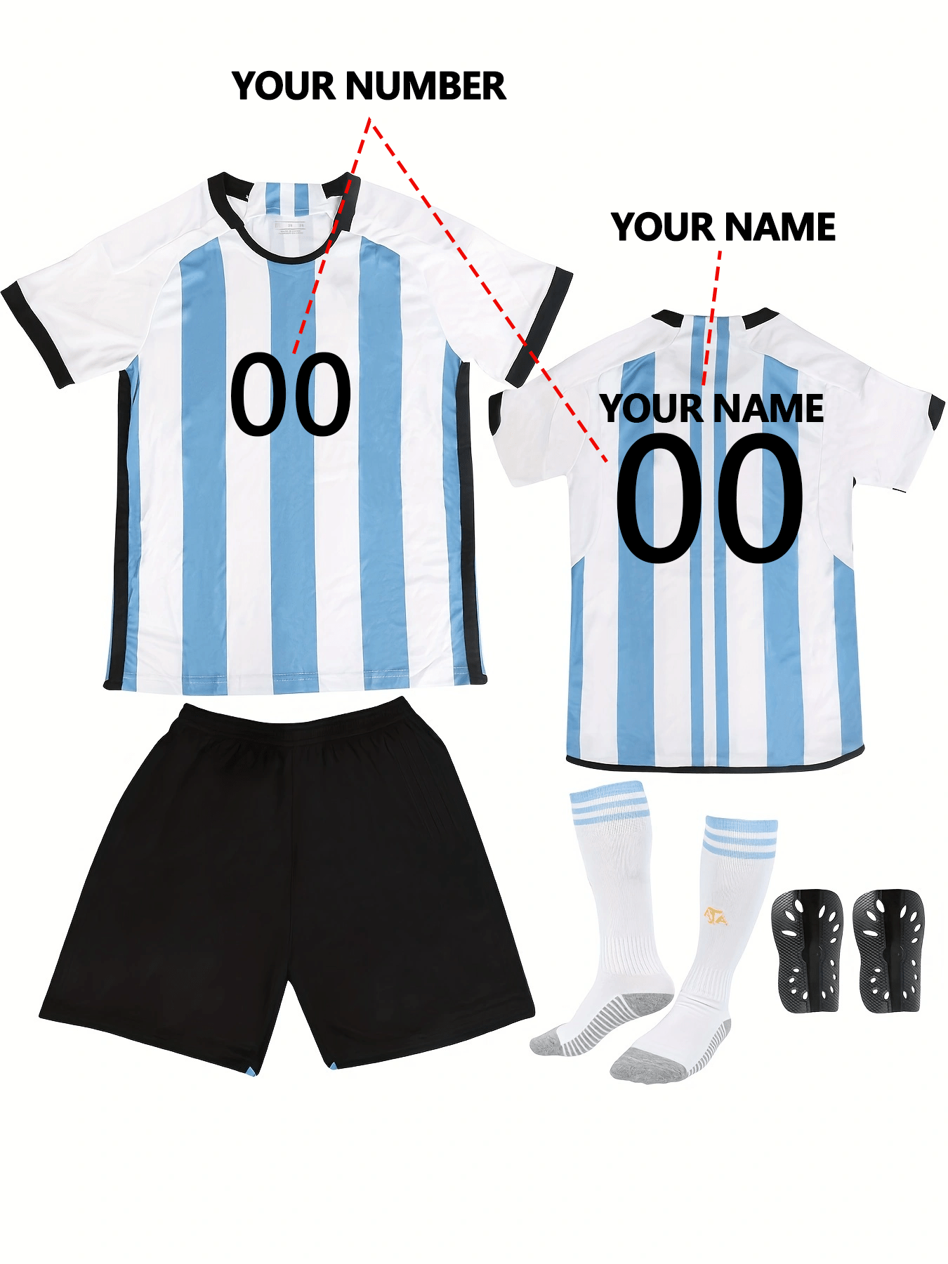 4pcs football sports suit custom number name youngsterss Temu