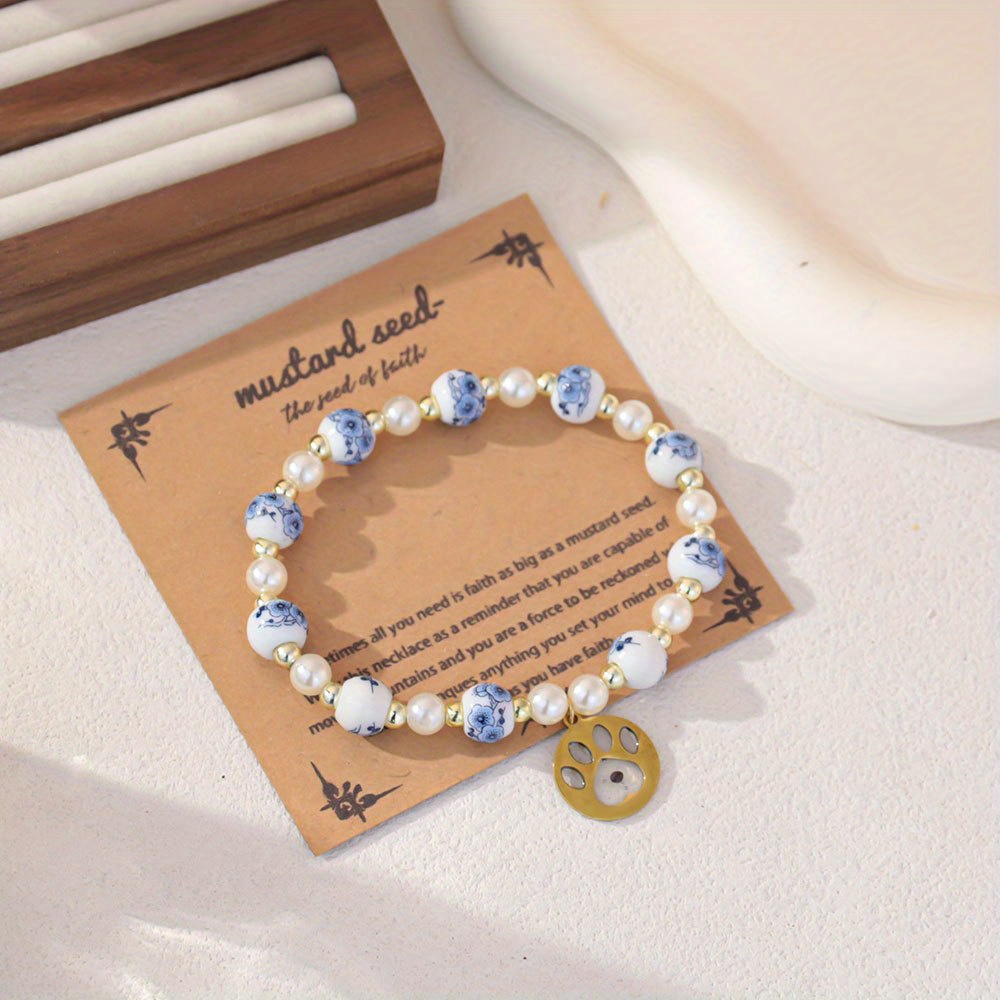 Bohemian Style Ceramic Bracelet with Flower Charms, Ideal Gift