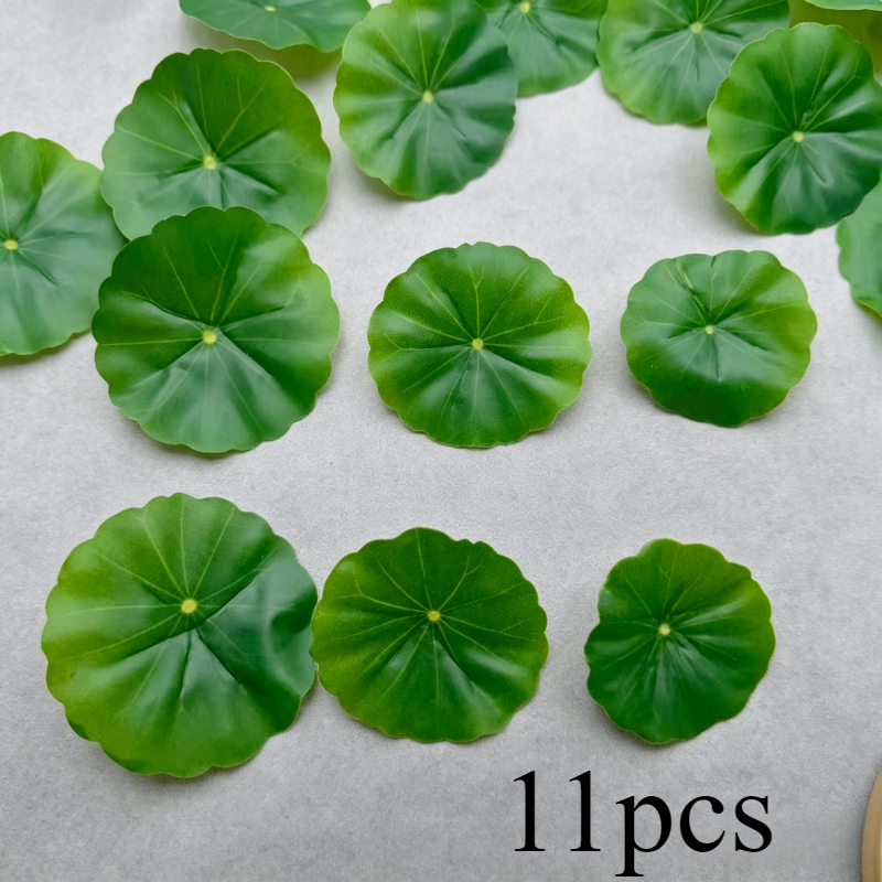 11pcs Simulated Lotus Leaves, Plastic Fake Aquatic Plants, Reunion, Home Decor, Craft, Aquarium Landscape Decoration, Suitable For Home Decoration, Handicrafts And Aquarium Landscape Design