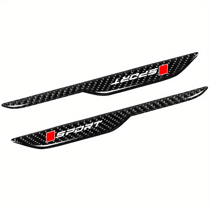 TEMU 2pcs Of Carbon Fiber Blade Panel Side Trim Strips- Scratch-resistant, Stylish Black And Red Decorative Stickers, Suitable For All Vehicles,