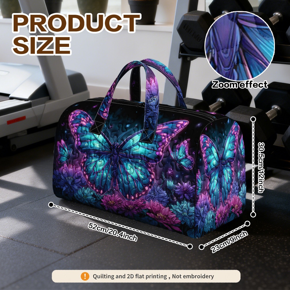 TEMU 1pc Ridesay Quilted Travel Bag Suitable For Clothes, Toiletries & Daily Essentials - Large Capacity Quilted Duffle With Blue Purple Print,