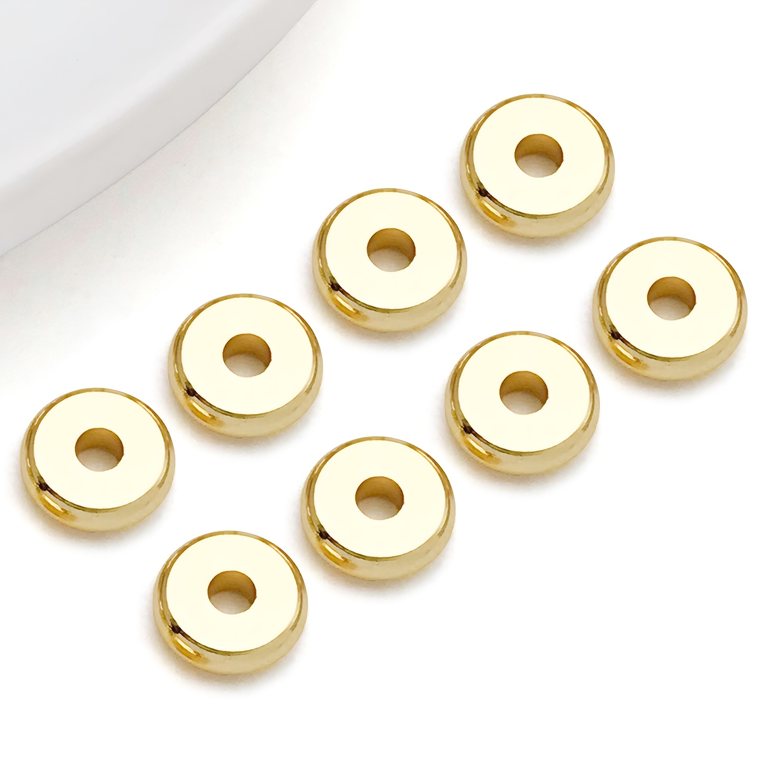 TEMU 48pcs Perles rondes plates plaquées or , grandes perles rondes pour la fabrication de bijoux, adaptées aux bracelets et , perles de mode, perles
