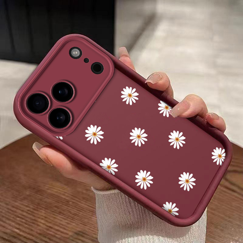 TEMU Daisy Flowers Phone Case Suitable For Iphone 17 Pro Max| 17/ 17 Air/ 17 Pro Tpu Shockproof Protective Soft Shell Full Coverage Cover