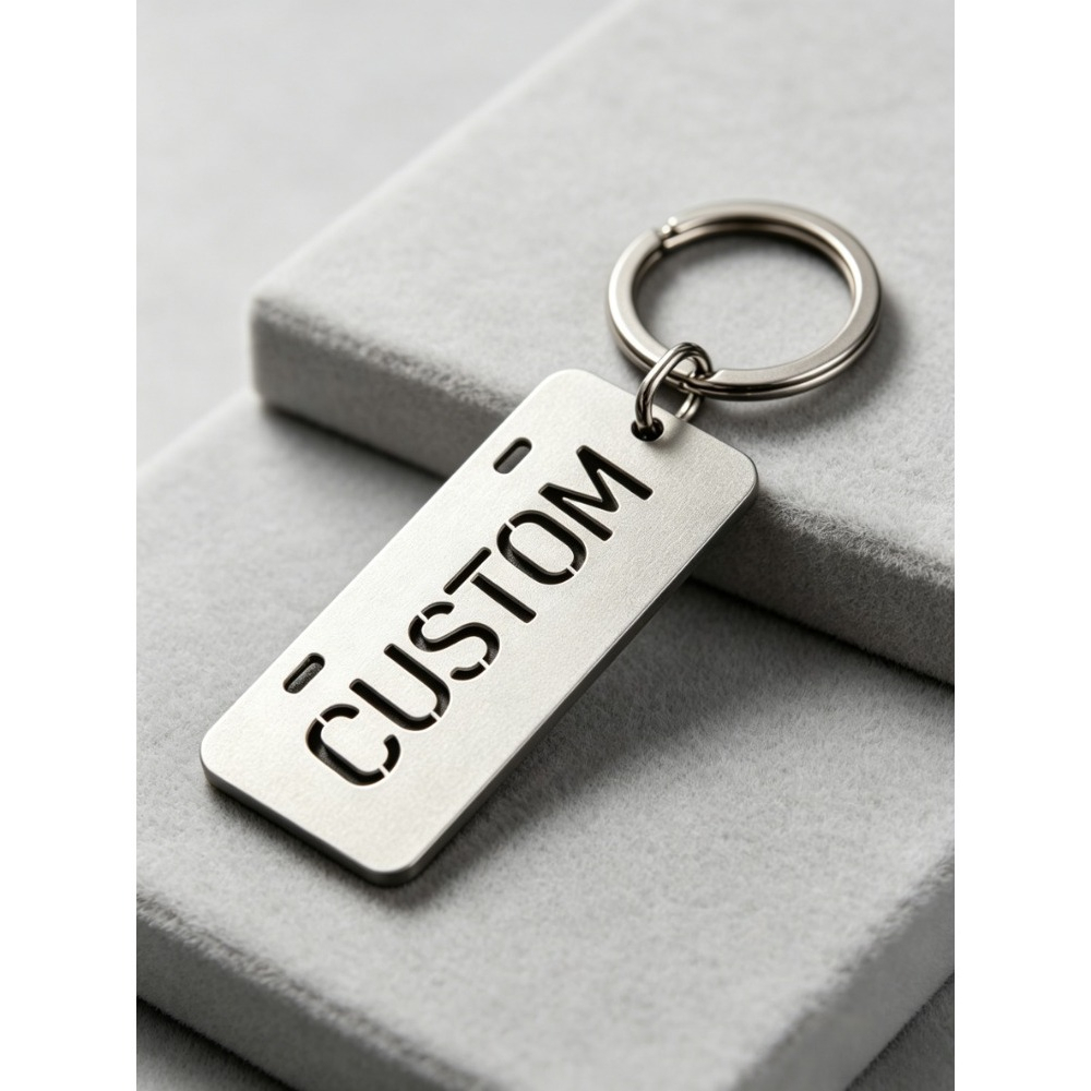 TEMU 1 Unique Personalized Vehicle Key Identification Stainless Steel Keychain - Custom License Plate Design - Letters - Numbers - Patterns -