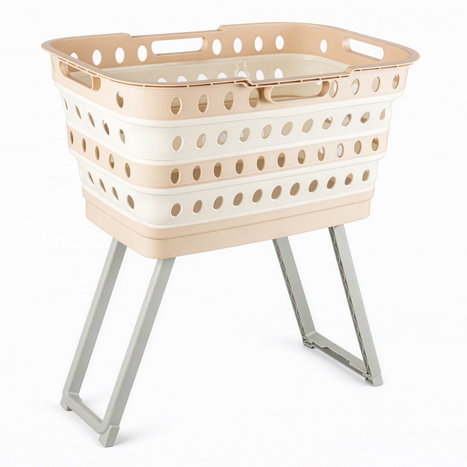 TEMU Opvouwbare Wasmand met Staande Poten en Inklapbare Wastrommel - Heavy-Duty Plastic Opbergbak met Remwielen, Ruimtebesparend Modern Rechthoekig