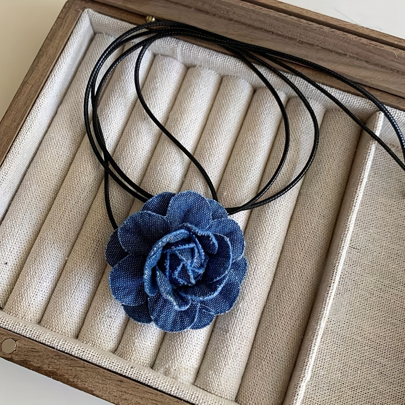TEMU 1 pz Collana in denim intrecciata con motivo multiuso