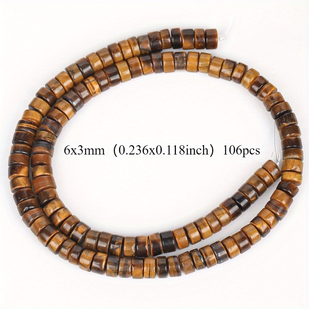 TEMU 6x3mm 106 Stück Natürliche Steinperlen Gelbe Tigerauge Zylinder Lose Spacer Perlen für Schmuckherstellung Armbänder Halsketten Accessoires