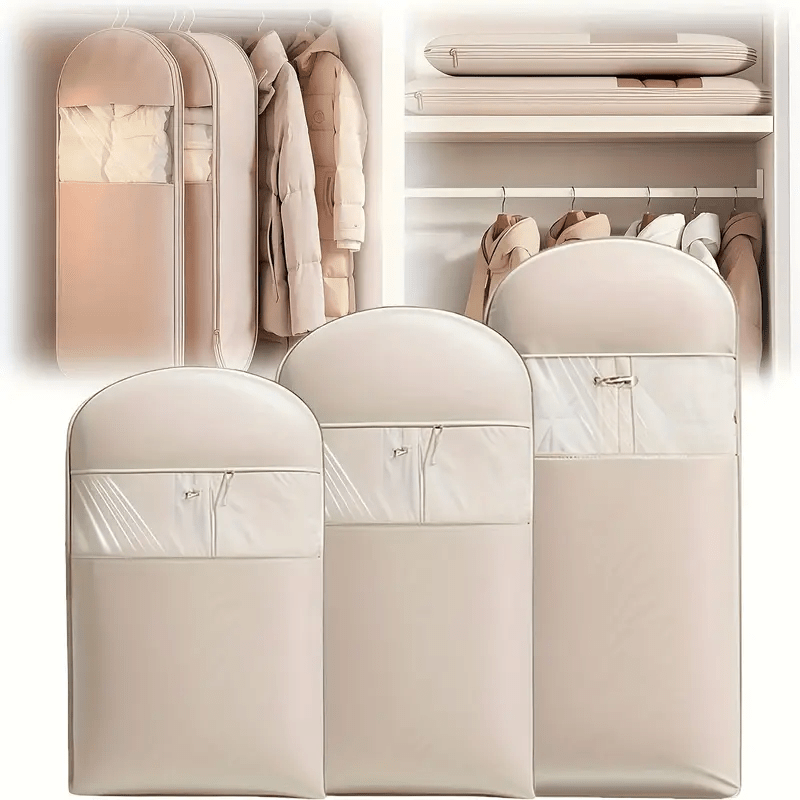 1 pack space saving hanging garment bag with self compression zipper single storage bags for 3 5 clothes dust cover clothing protector for down coats