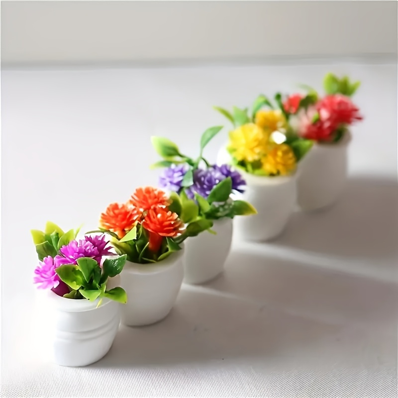 

6pcs Miniature Resin Flower Pots, Dollhouse Plant Decorations, Craft Supplies For Diy Landscape And Scenery, Dollhouse Miniture Garden Decor, Miniatures, Doll'