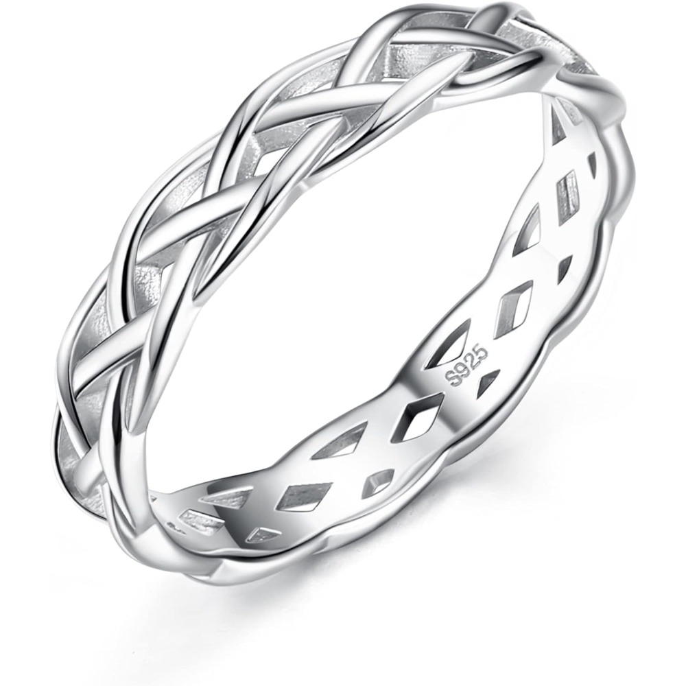Image of 1pc S925 925 Silvery Stackable Rings Dainty Link Chain Rings Hypoallergenic Minimalist Jewelry Gifts For Her, For Teenager