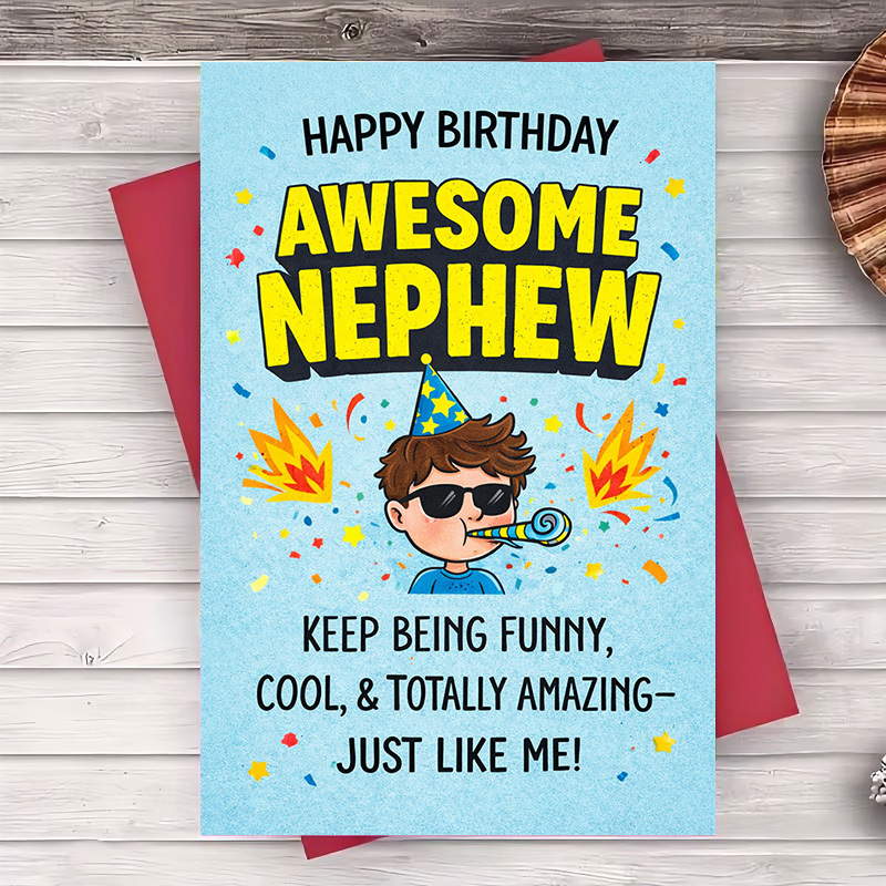 TEMU 2pcs (including An Envelope And A Greeting Card) - A Humorous And Birthday Card For An Nephew, Ideal For Family Gatherings And Birthday Messages