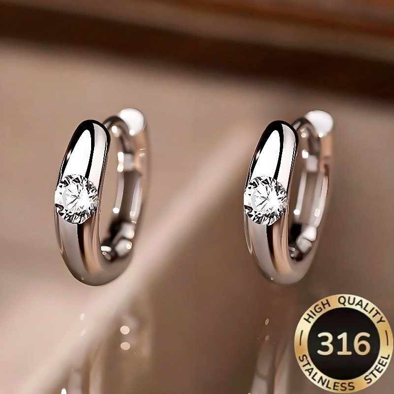 TEMU 1 Paire de Boucles d'oreilles/Boucles d'oreilles créoles pour femme, en acier inoxydable 316 de haute qualité, hypoallergéniques, élégantes et