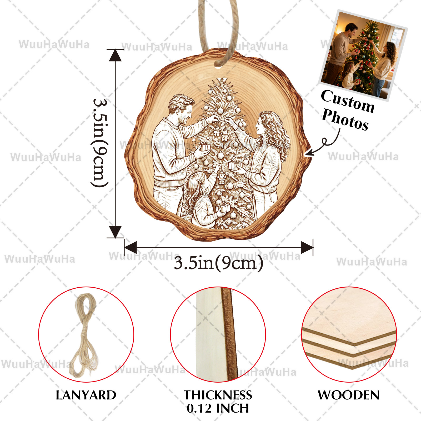 TEMU 1/3pcs Ornements de Noël personnalisés avec style de , décorations de fêtes, décorations pour sapin de Noël, photo personnalisée avec style de