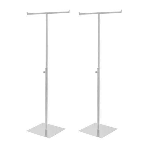 2 stuks spiegel handtassenrek t-vormige tassenstandaards, verstelbare haak handtaszakhouder, metalen tassenpresentatierek aanrechthouder voor kettingen voor thuis, , boetiek, toonbank, rek voor winkelpresentatie-accessoires (zilverkleurig)