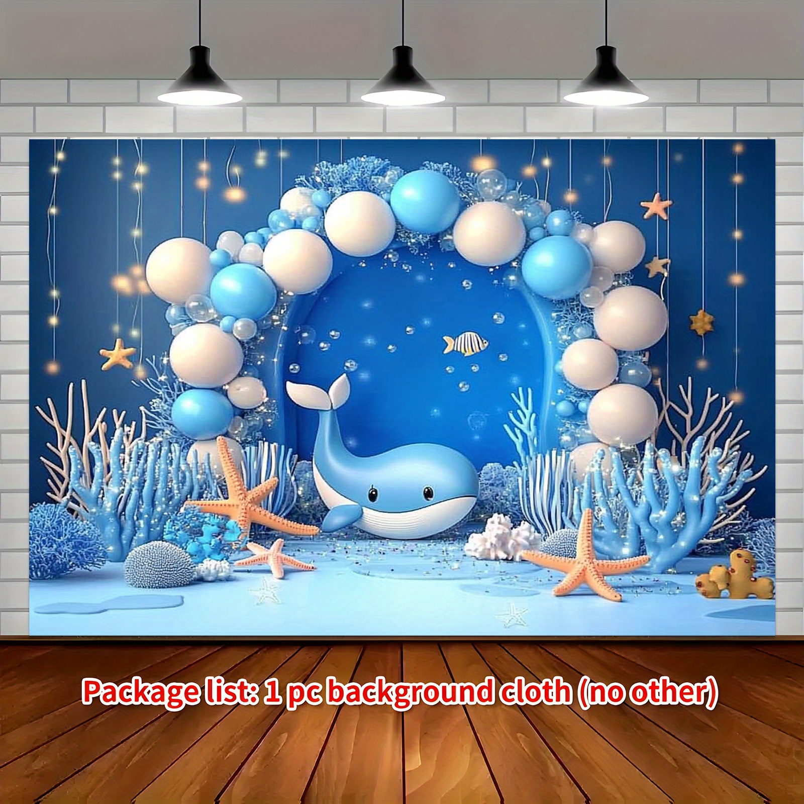 1pc whale ocean   shower theme background cloth 70 8 90 5in party banner   underwater birthday   photography online meeting live broadcast home decor 0