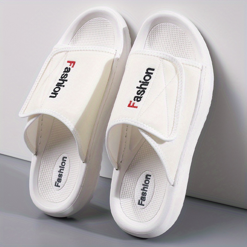 mens   slide sandals adjustable hook loop closure non slip eva sole breathable fabric upper indoor outdoor use ideal for beach holiday wear beach footwear  able slippers flexible cushioning beach shoe Product details 3