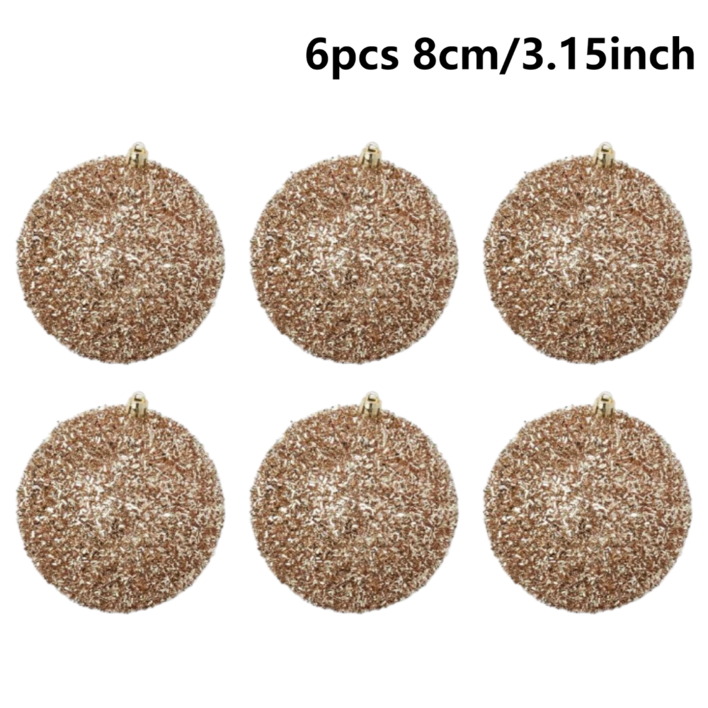 TEMU 6pcs, 3.15 Inches/ 8cm Champagne Strips Glitter Christmas Decoration Balls Snowball Christmas Topper Decorations, Christmas Sequin Christmas
