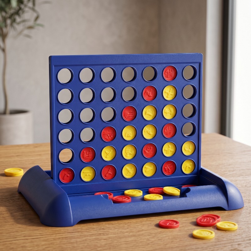 TEMU 1pc Large Connect 4 Game, Building Blocks Set, 4in A Row Board Game, Classic Strategy Family Tabletop Game, Educational Interactive Toy For Kids