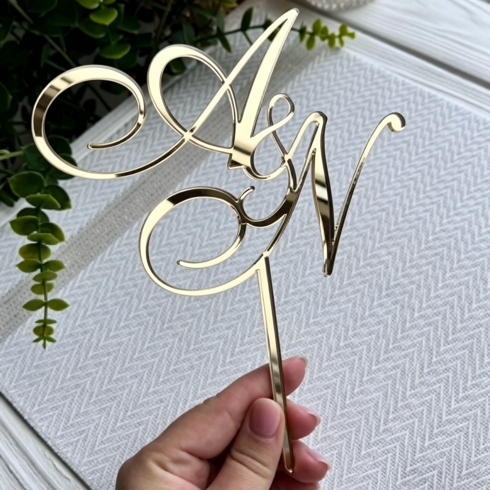 TEMU 1pc Personalized Custom Acrylic Cake Topper Hat, Customizable With Any Initials Or Name, No Power Required, Suitable As A Gift, Suitable For