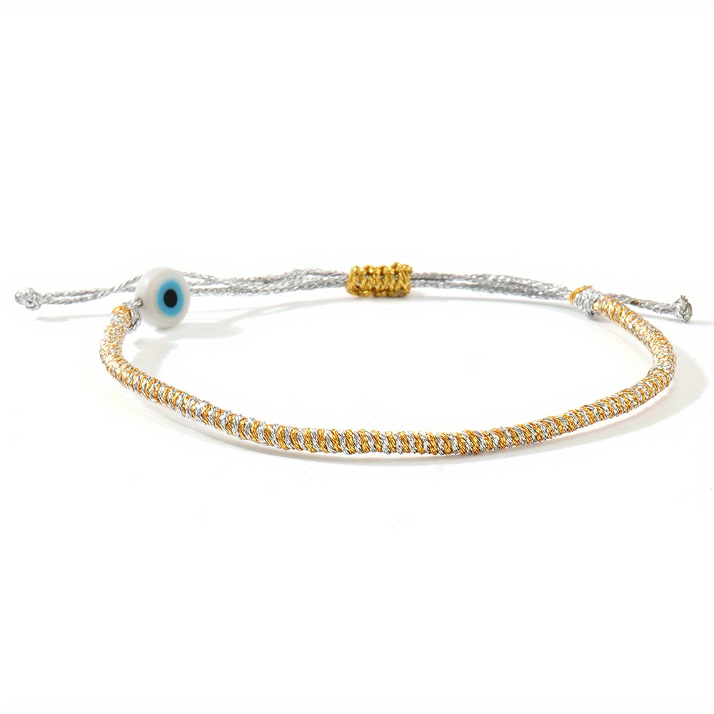 Boho Tribal Beaded Bracelet with Evil Eye Charm