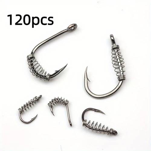 120pcs stainless steel fishing hook springs spring bait feeder for carp and bait fishing additions no flint non battery