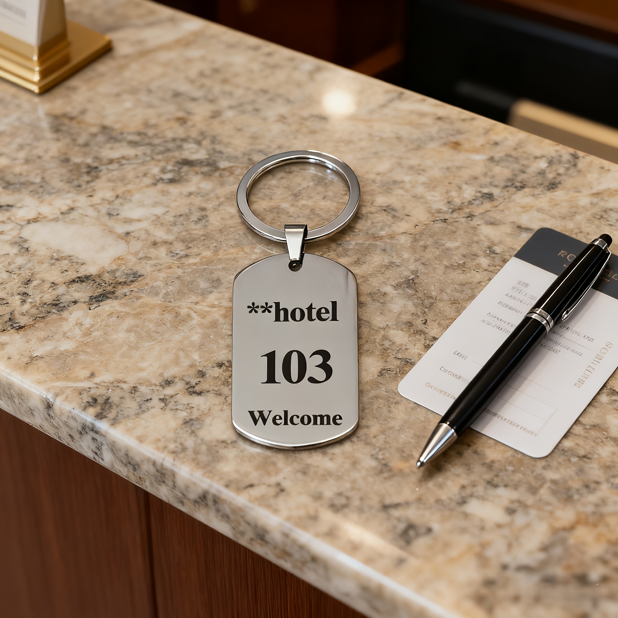 TEMU Custom Hotel Keychain 1pc Personalized Name Engraved Durable Key Pendant For Men Travel Car Motel Home Decoration