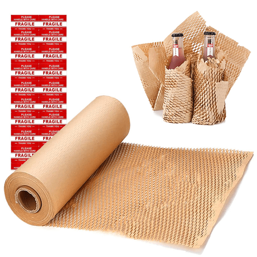 high quality 12 x393 honeycomb cushioning wrapping paper rolls for transportation movement and gift packaging protection beige honeycomb paper tape with raised dots to cushioning with