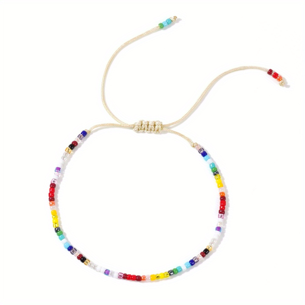 Image of A Women's Fashion Bracelet, Bohemian , Spring/summer Collection, Rainbow-colored Seed Bead Bracelet, Carnival Gift