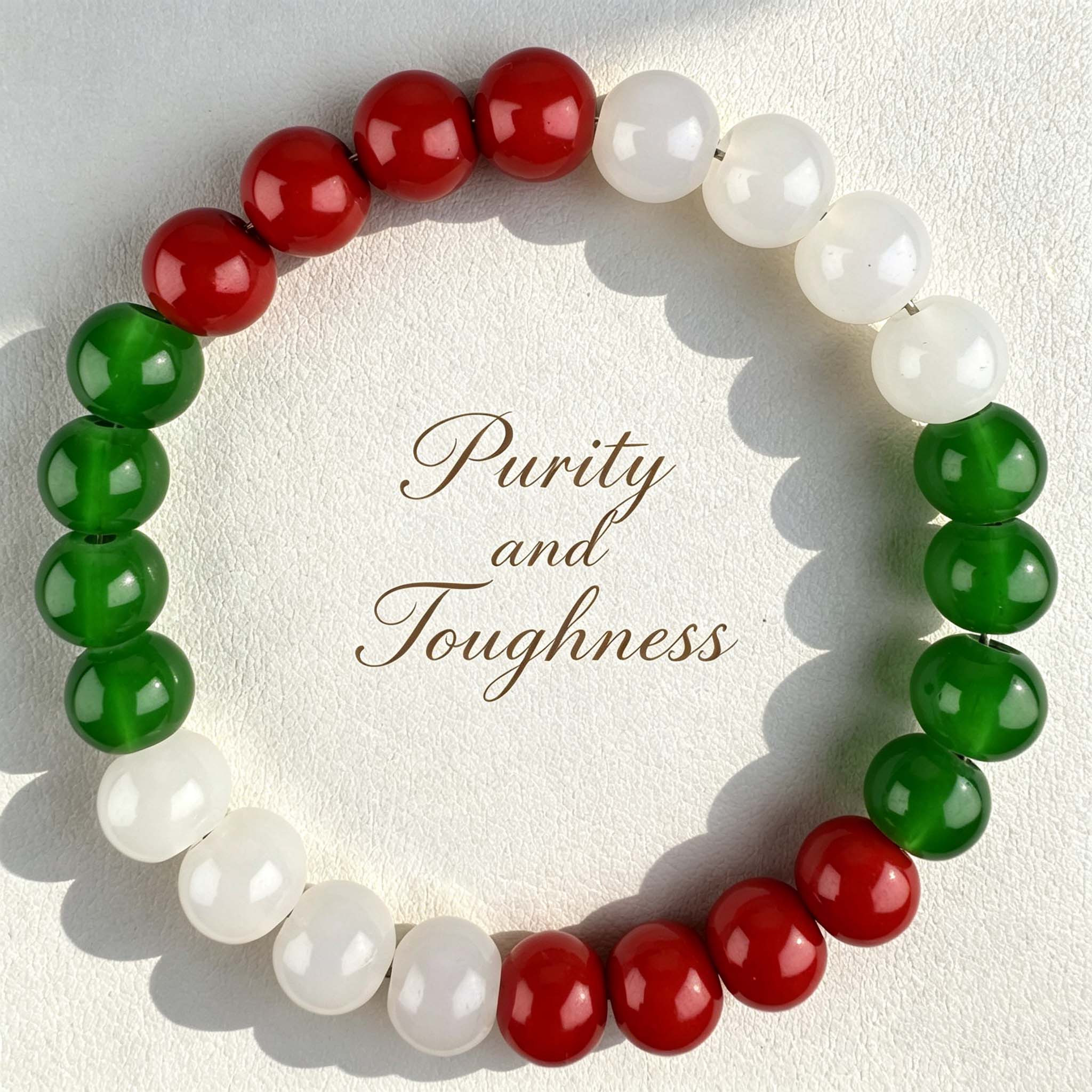 TEMU 1pc Green White Red Tricolor Handmade Bracelet, Symbolizing , Purity, And , Unisex Style, Suitable For Daily Wear Or As A Gift For