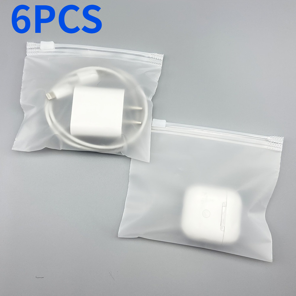 6pcs Reusable Transparent Eva Zipper Bag With Vent | Transparent Pvc Storage Bag, Suitable For Cables, , And Small Additions, Zipper Storage Bag