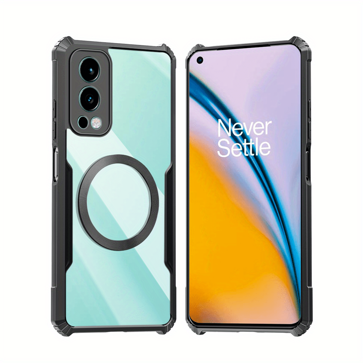 TEMU Phone Case - Case Designed For Oneplus Nord 2 5g Featuring Magnetic , Shockproof Material, Soft Cover, And A Transparent Acrylic Back For Camera