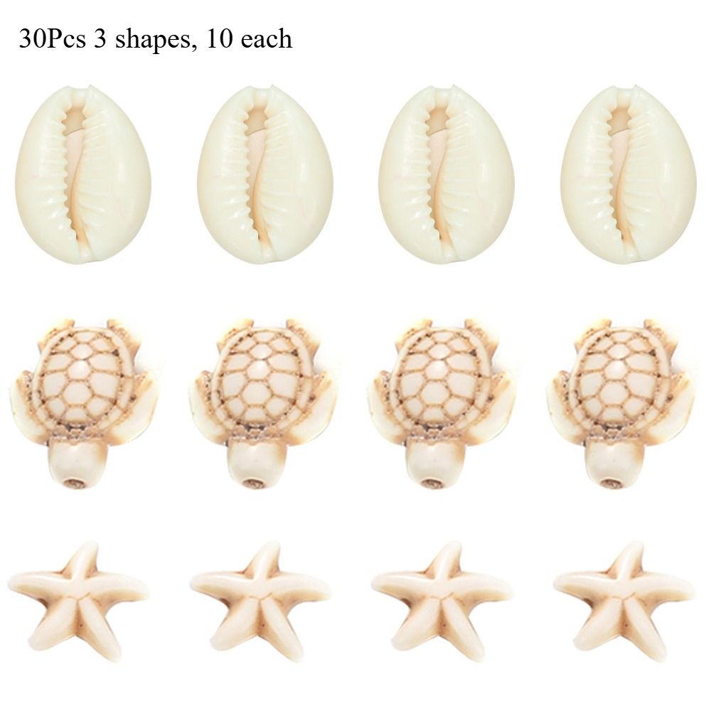 TEMU 30pcs, 60pcs Tartarugas con Agujeros Coloridas, Conchas de Marinos Estrellados, Cuentas de Cerámica, Pulseras de Joyería de Animales,