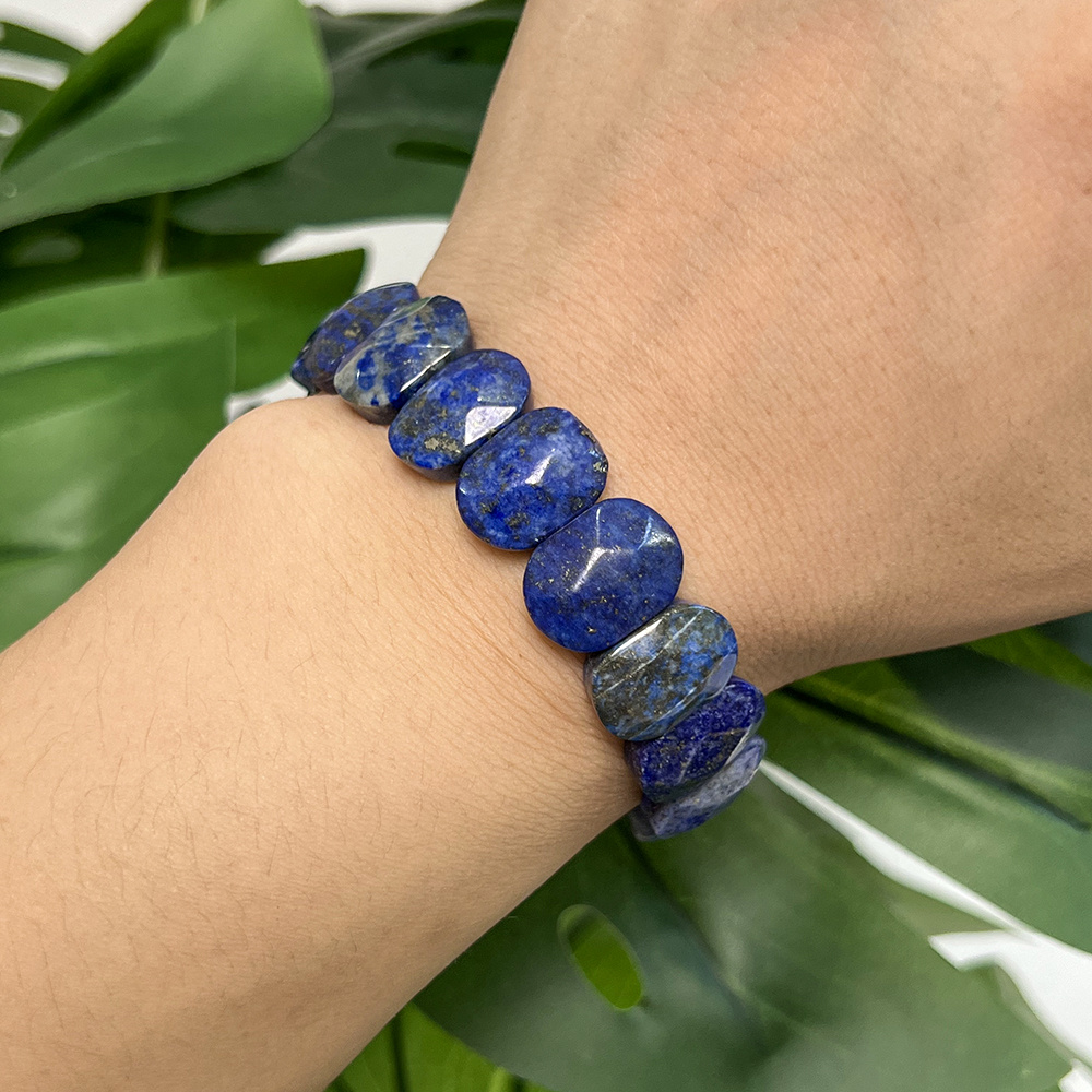 Natural Lapis Lazuli Bar Shaped Bead Bracelet, Business Gift