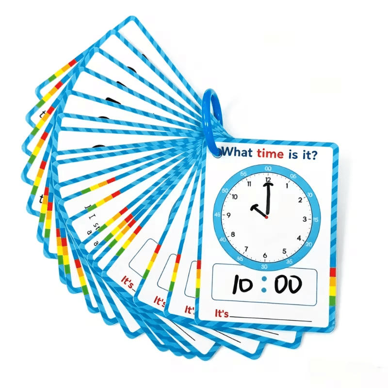 TEMU 20 Carte - (Fronte-retro) Carte Tempo e Frazioni, Strumento Didattico Orologio Digitale 24 Ore per a Riconoscere , Apprendimento Matematico