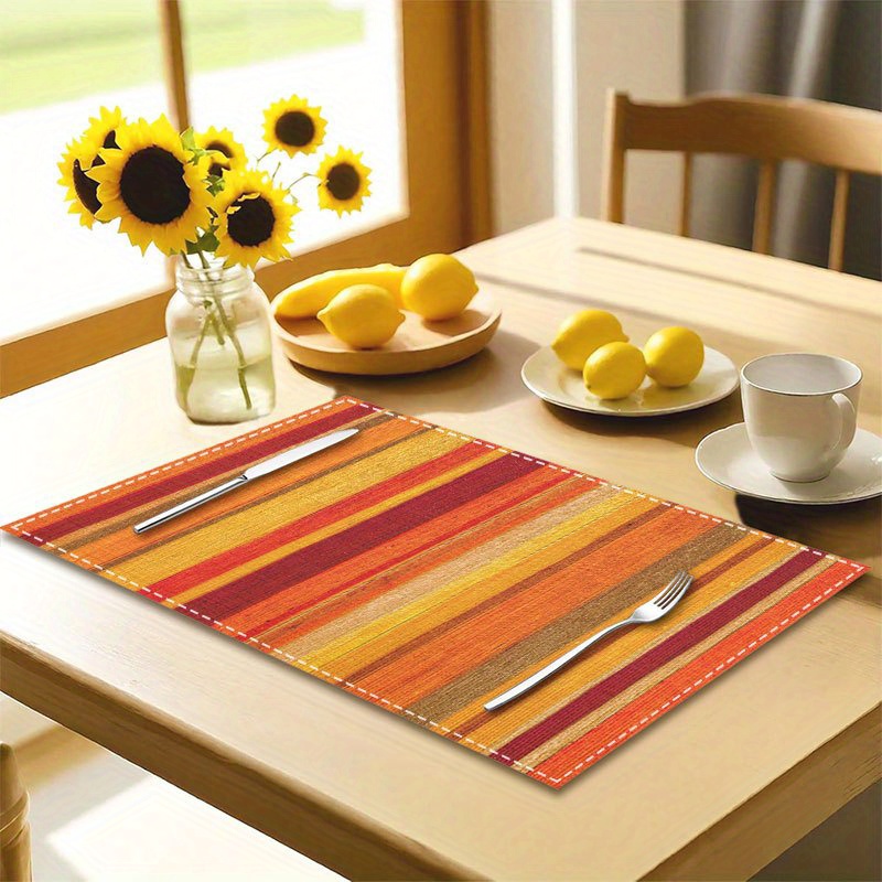 TEMU 4pcs Set Of Orange Placemats, Washable Table Mats Suitable For Kitchen Festive Parties Home Decor Restaurant Table Use