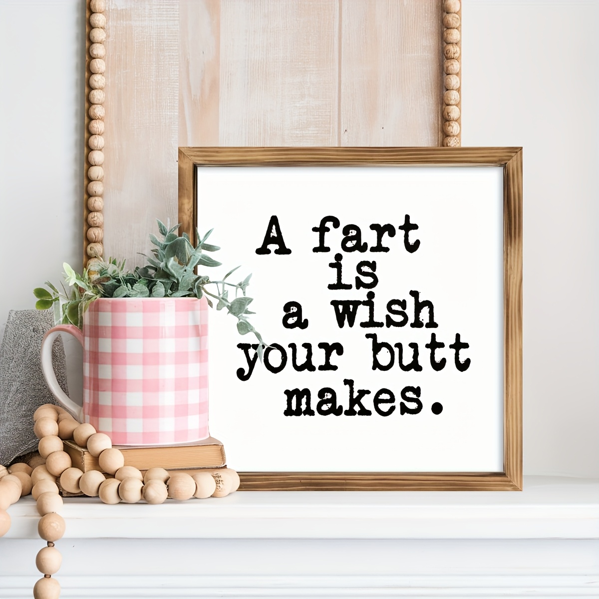 TEMU 1pc Humorous A Fart Is Your Did Wooden Sign Country Style 20.32* 20.32cm Bathroom, Kitchen, Living Room, Bedroom, Office Wall Decoration Vintage