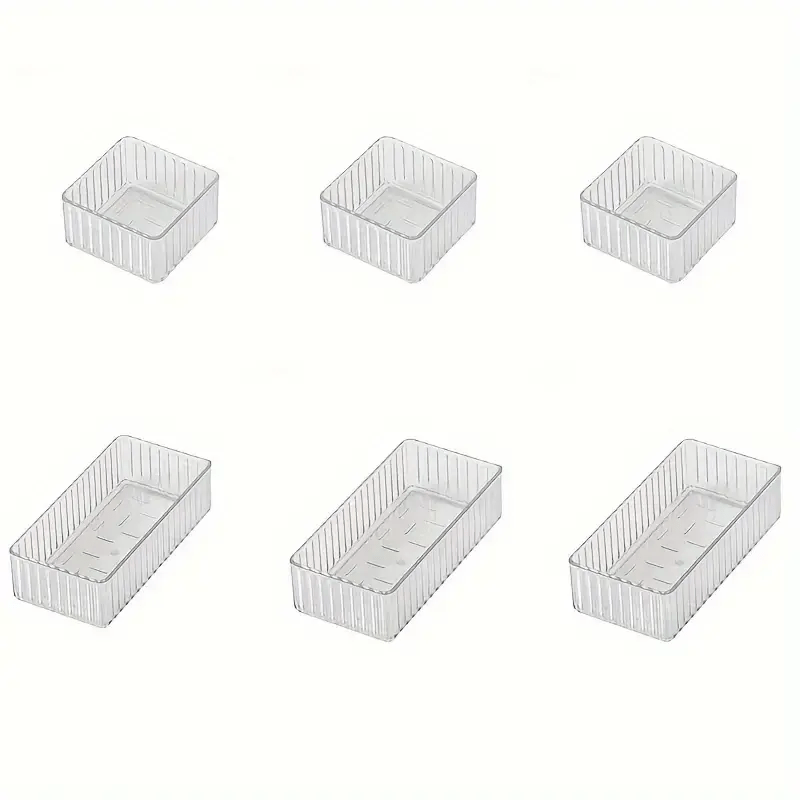 TEMU 6pcs Set Acrylic Drawer Built-in Makeup Storage Box, Divided Dressing Table Desktop Skincare Organizer, Combination Household Storage Box, Desk
