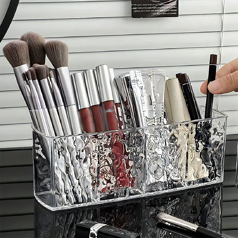 1pack Clear Pencil Holder Acrylic 4compartments Makeup Brush
