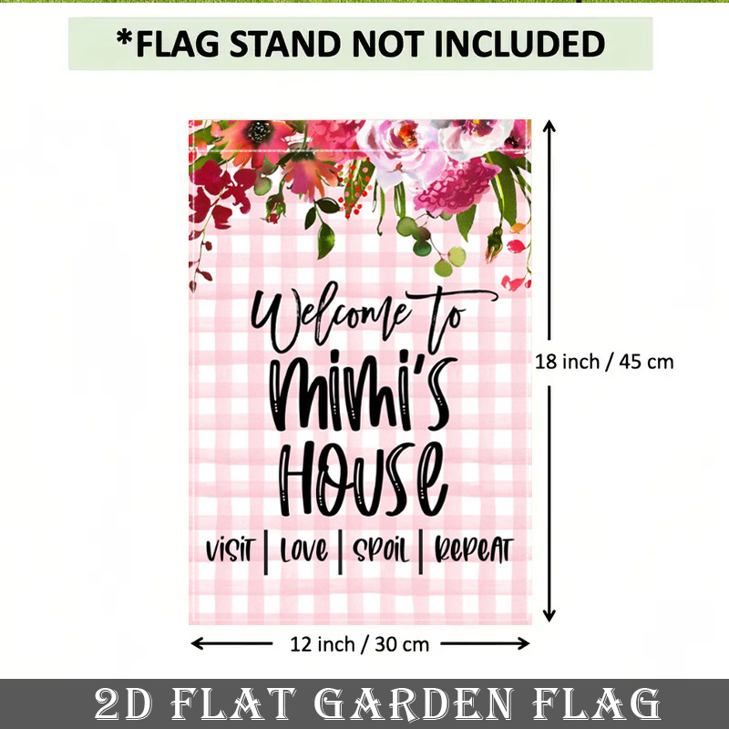 TEMU 2d Flat, 2d Flat Banner, 1pc & White Garden Flag, Welcome To Design, Double-sided Durable Outdoor Home & Yard Decor, 12x18 Inch, No Pole