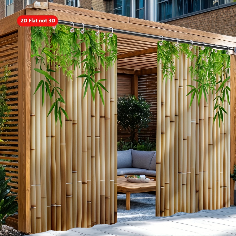 TEMU Set tende 2D piatte per esterni, set tende da giardino con in bamb羅 e foglie, adatte per giardino, da sole per esterni, antivento e protezione