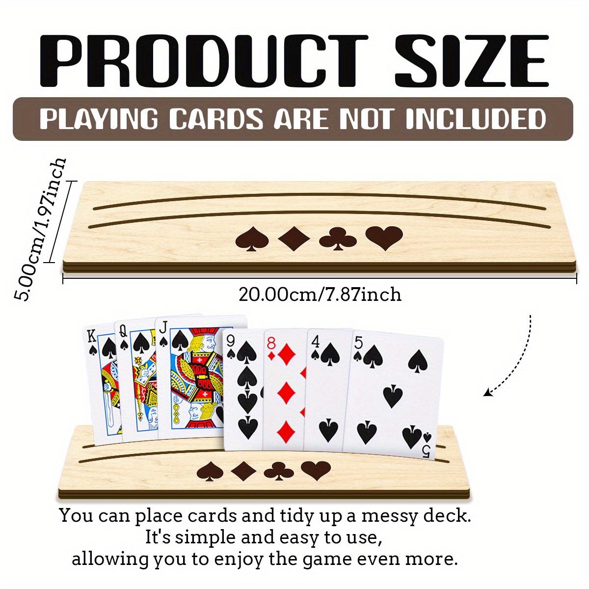 TEMU Wooden Card Holder | Durable Wood Material, Anti-eavesdropping Design, One-hand Operable Card Holder, Suitable For Family Games, Easter, New