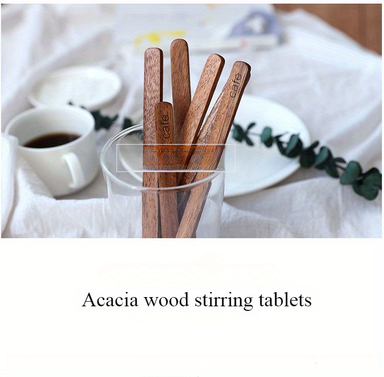   simple reusable acacia wood stirring piece solid wood coffee milk tea long handle stirring stick ice cream stirring spoon   disposable stirring stick details 0